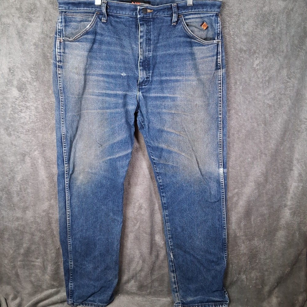 Wrangler FR Jeans Men 38x34 Blue 13 Original Fit Flame Resistant Pants FR13MWZ